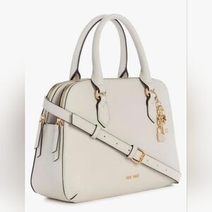 LIKE NEW! Nine West Cibrina Dome Satchel In Milk, Crossbody Strap Included
